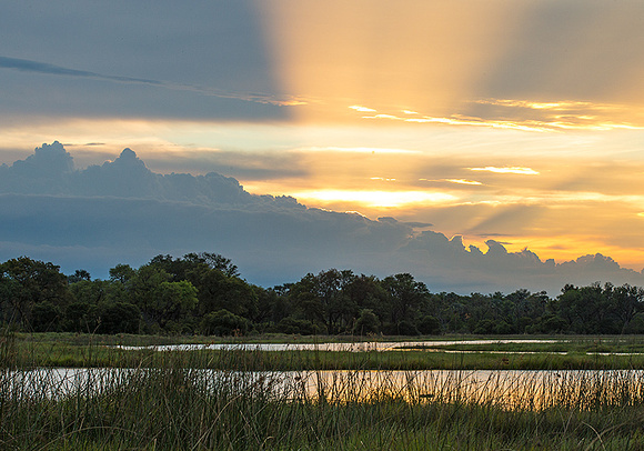 Sunset over the Hippo Pool on the Okavango Delta